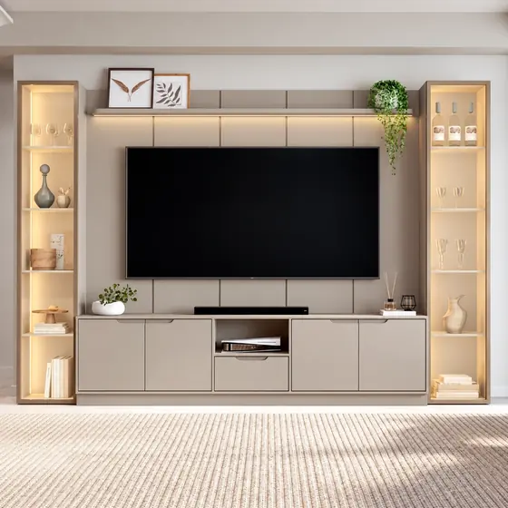Painel com Rack e Vitrines
