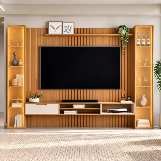Painel Ripado com Vitrines